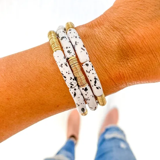 White and Black Speckle Bracelets ~ 2 Sizes