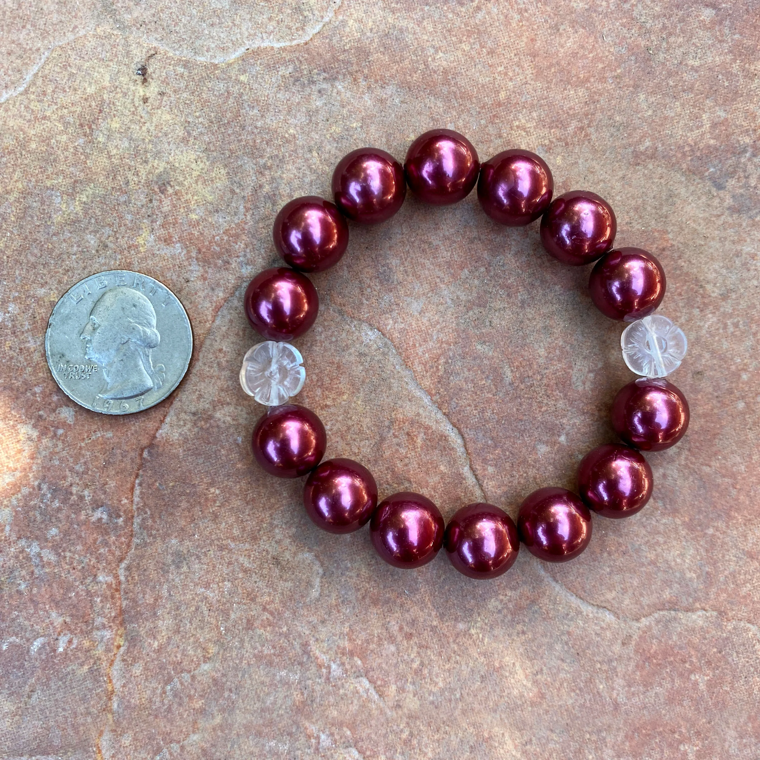 Women's South Sea Pearls and Quartz Flower Gemstone Holiday Bracelets